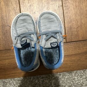 Blue & Grey Hey Dude Toddler boy shoes size 7.